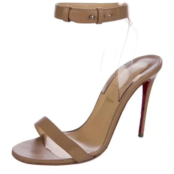 Christian Louboutin Tan Ankle Strap Heels - Picture 2 of 5